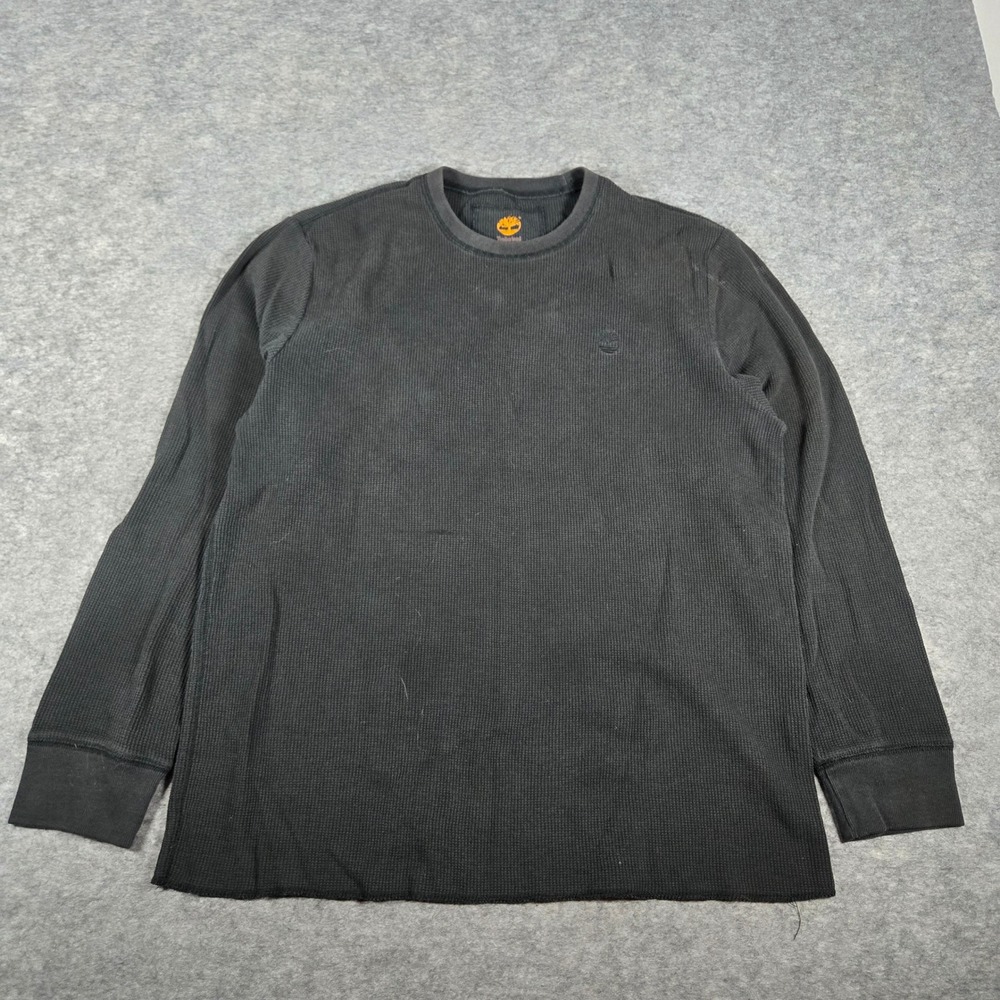 Timberland Mens Black Waffle Knit Thermal Long Sleeve Shirt XL